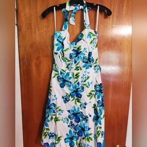 Flowered halter dress